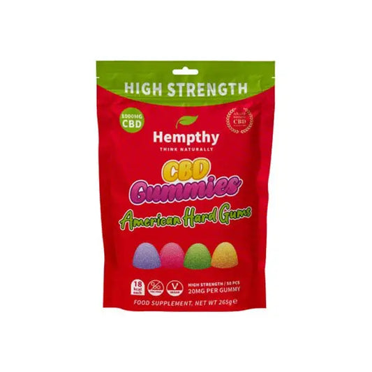Hempthy 1000mg CBD American Hard Gums Gummies - 50 Pieces -