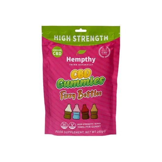 Hempthy 1000mg CBD Fizzy Bottles Gummies - 50 Pieces - CBD