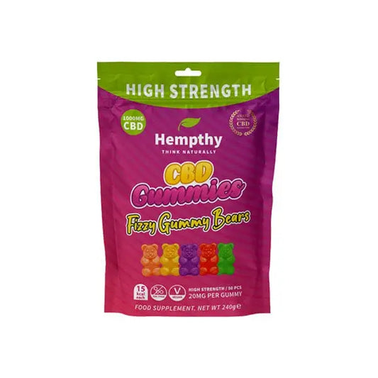 Hempthy 1000mg CBD Fizzy Gummy Bears Gummies - 50 Pieces -